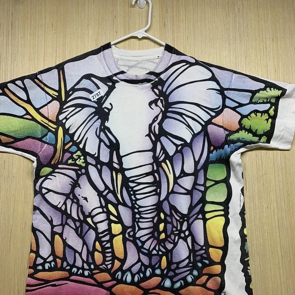 Vintage Liquid Blue Shirt Adult Extra Large White Short Sleeve Men's 1993 AOP - Picture 5 of 16